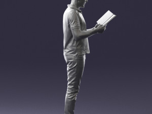 man with book 0146 3d print ready Modello di stampa 3D