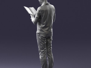 man with book 0146 3d print ready Modello di stampa 3D