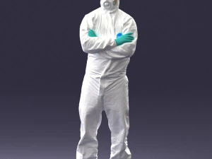 000447 Traje de Proteção Trabalhador com Respirador 3dp Modelo de Impressão 3D