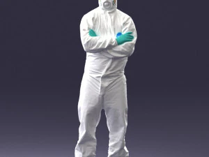 000447 Combinaison de protection pour travailleur avec respirateur 3dp Modèles 3D en vedette