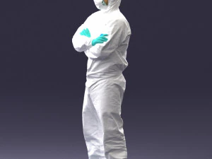 000447 Combinaison de protection pour travailleur avec respirateur 3dp Modèles 3D en vedette