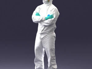 000447 Combinaison de protection pour travailleur avec respirateur 3dp Modèles 3D en vedette