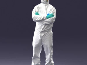 000447 Combinaison de protection pour travailleur avec respirateur 3dp Modèles 3D en vedette