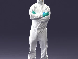 000447 Combinaison de protection pour travailleur avec respirateur 3dp Modèles 3D en vedette