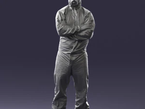 000447 Combinaison de protection pour travailleur avec respirateur 3dp Modèles 3D en vedette