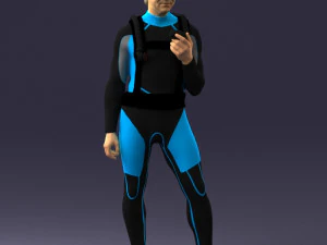 000453 Realistic Male Scuba Diver Character 3d print 3D Print Model