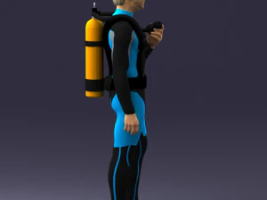 000453 Realistic Male Scuba Diver Character 3d print 3D Print Model