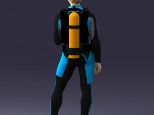 000453 Realistic Male Scuba Diver Character 3d print 3D Print Model