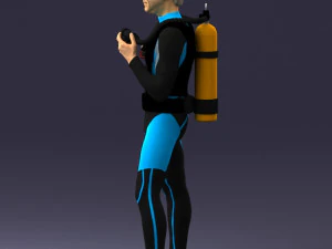 000453 Realistic Male Scuba Diver Character 3d print 3D Print Model