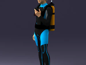 000453 Realistic Male Scuba Diver Character 3d print 3D Print Model