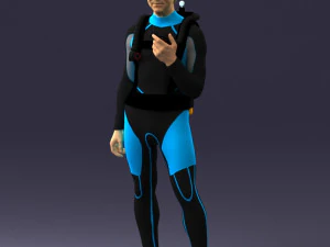 000453 Realistic Male Scuba Diver Character 3d print 3D Print Model