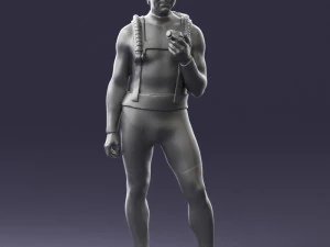 000453 Realistic Male Scuba Diver Character 3d print 3D Print Model