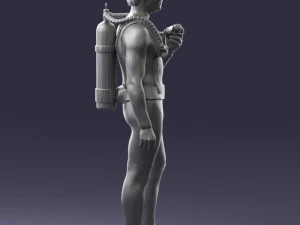 000453 Realistic Male Scuba Diver Character 3d print 3D Print Model