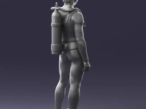000453 Realistic Male Scuba Diver Character 3d print 3D Print Model