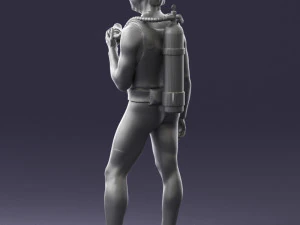 000453 Realistic Male Scuba Diver Character 3d print 3D Print Model