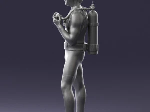 000453 Realistic Male Scuba Diver Character 3d print 3D Print Model