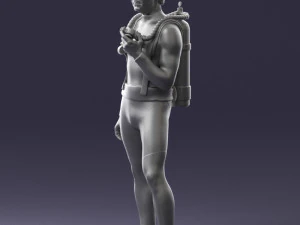 000453 Realistic Male Scuba Diver Character 3d print 3D Print Model