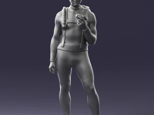 000453 Realistic Male Scuba Diver Character 3d print 3D Print Model