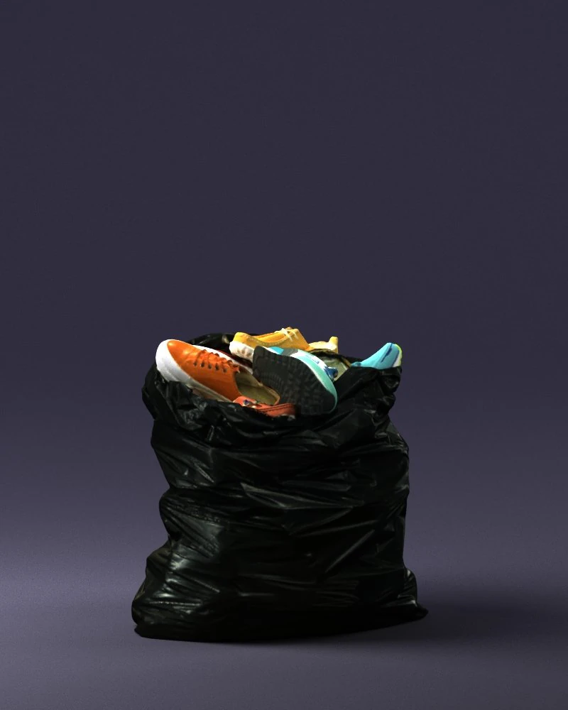 000481 Garbage Bag with Trash Realistic Plastic Waste Bag 3D Model .c4d .max .obj .3ds .fbx .stl .blend 