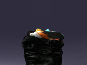 000481 Garbage Bag with Trash Realistic Plastic Waste Bag 3D Model