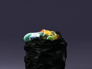 000481 Garbage Bag with Trash Realistic Plastic Waste Bag 3D Model