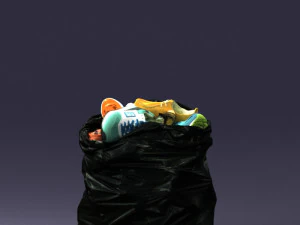000481 Garbage Bag with Trash Realistic Plastic Waste Bag 3D Model