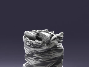 000481 Garbage Bag with Trash Realistic Plastic Waste Bag 3D Model