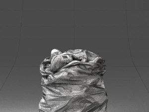 000481 Garbage Bag with Trash Realistic Plastic Waste Bag 3D Model