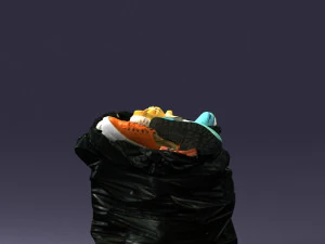 000481 Garbage Bag with Trash Realistic Plastic Waste Bag 3dp 3D Print Model