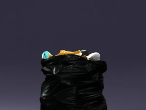 000481 Garbage Bag with Trash Realistic Plastic Waste Bag 3dp 3D Print Model