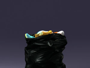 000481 Garbage Bag with Trash Realistic Plastic Waste Bag 3dp 3D Print Model