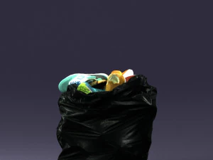 000481 Garbage Bag with Trash Realistic Plastic Waste Bag 3dp 3D Print Model