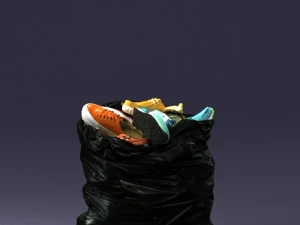 000481 Garbage Bag with Trash Realistic Plastic Waste Bag 3dp 3D Print Model