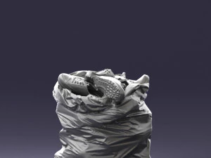 000481 Garbage Bag with Trash Realistic Plastic Waste Bag 3dp 3D Print Model