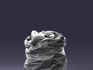 000481 Garbage Bag with Trash Realistic Plastic Waste Bag 3dp 3D Print Model