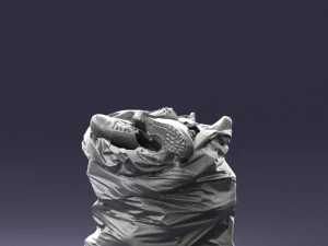 000481 Garbage Bag with Trash Realistic Plastic Waste Bag 3dp 3D Print Model