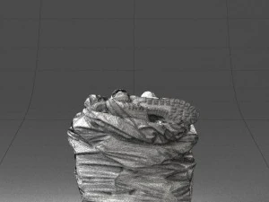 000481 Garbage Bag with Trash Realistic Plastic Waste Bag 3dp 3D Print Model