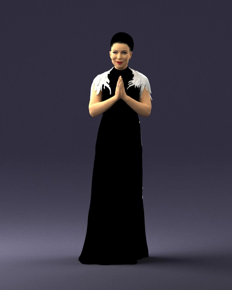 000484 Elegant Woman Greeting Pose 3D Model .c4d .max .obj .3ds .fbx .stl .blend 