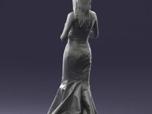 000485 Elegant Woman in Yellow Evening Dress 3D Model