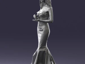 000485 Elegant Woman in Yellow Evening Dress 3D Model