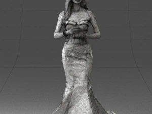 000485 Elegant Woman in Yellow Evening Dress 3D Model