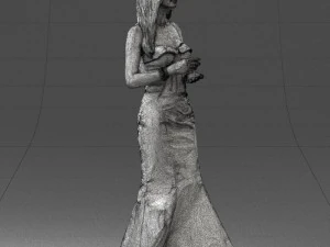 000485 Elegant Woman in Yellow Evening Dress 3D Model