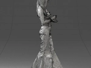 000485 Elegant Woman in Yellow Evening Dress 3D Model