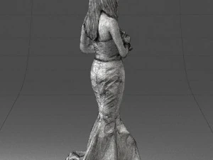 000485 Elegant Woman in Yellow Evening Dress 3D Model