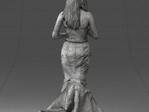 000485 Elegant Woman in Yellow Evening Dress 3D Model