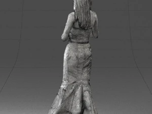 000485 Elegant Woman in Yellow Evening Dress 3D Model