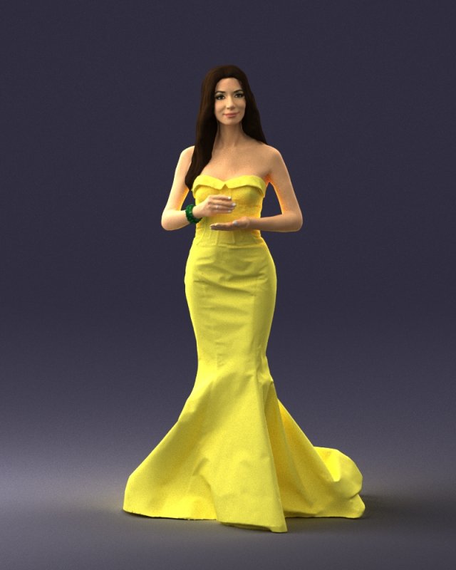 girl in yellow dress 0151 3d print ready 3D Baskı Modeli .c4d .max .obj .3ds .fbx .stl .blend 