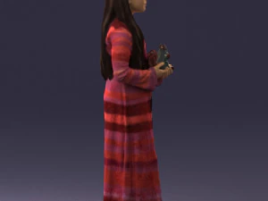 000491 Little Girl Holding Toy 3D Model