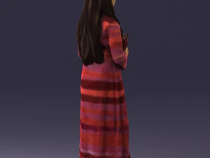000491 Little Girl Holding Toy 3D Model