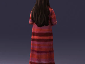 000491 Little Girl Holding Toy 3D Model